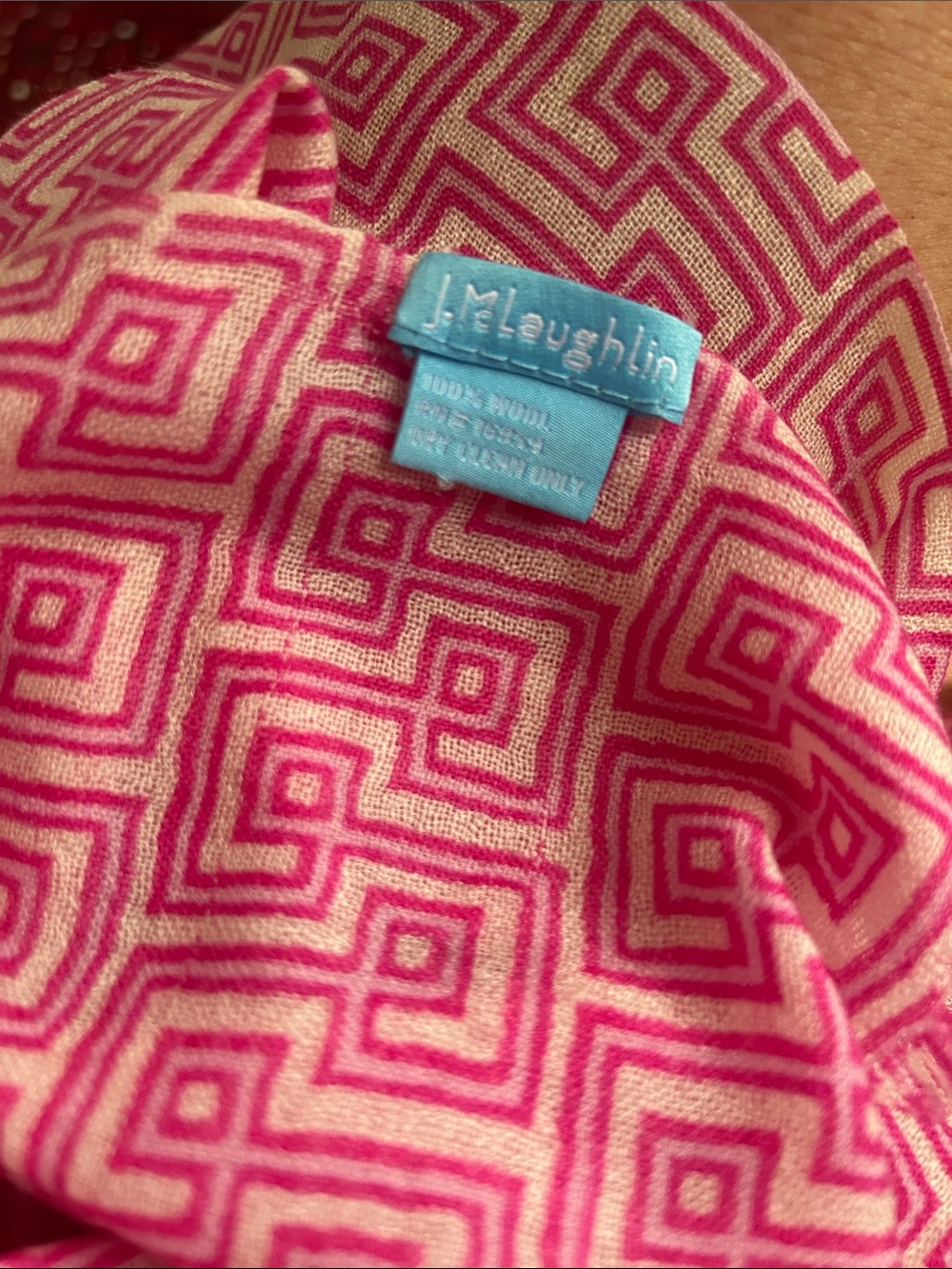 J. McLaughlin Pink/Cream Geometric Wrap Scarf - Picture 9 of 9